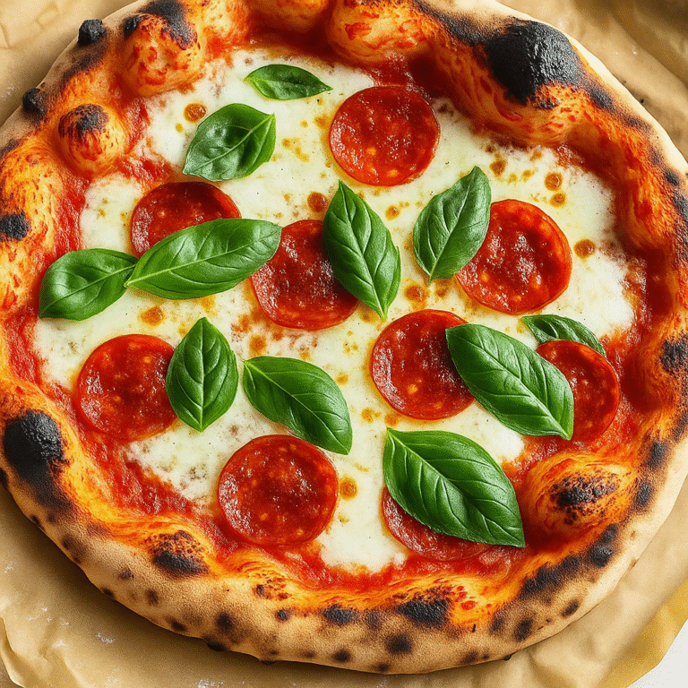 🍕 Homemade Pepperoni Pizza with Fresh Basil